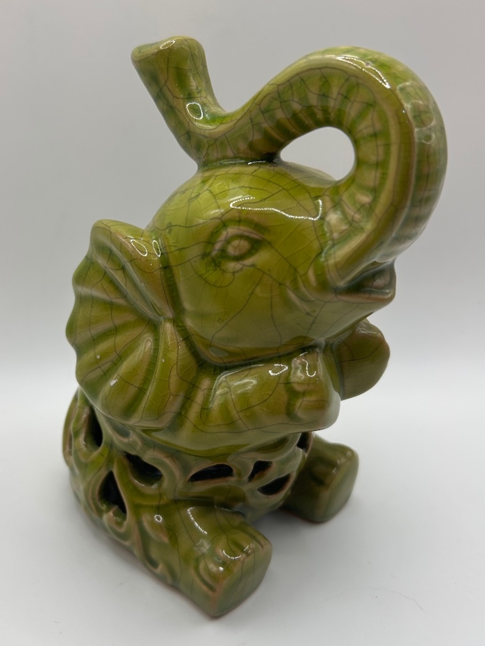 Ceramic Elephant Fairy Light Figurine 6” Tall